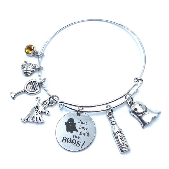 Halloween Bracelet Just Here For The Boos Ghost Charms May Be Personalized - Picture 6 of 8